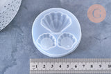 Moules Silicone coquillage 62mm résine UV ou époxy, x1 (G7269)