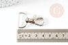 Mousqueton fermoir clapet zamac argenté platine 38mm, x2 (G9128)