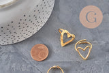 Support de bague cœur ajouré en acier inoxydable doré pour création de bijoux en résine, taille 57.