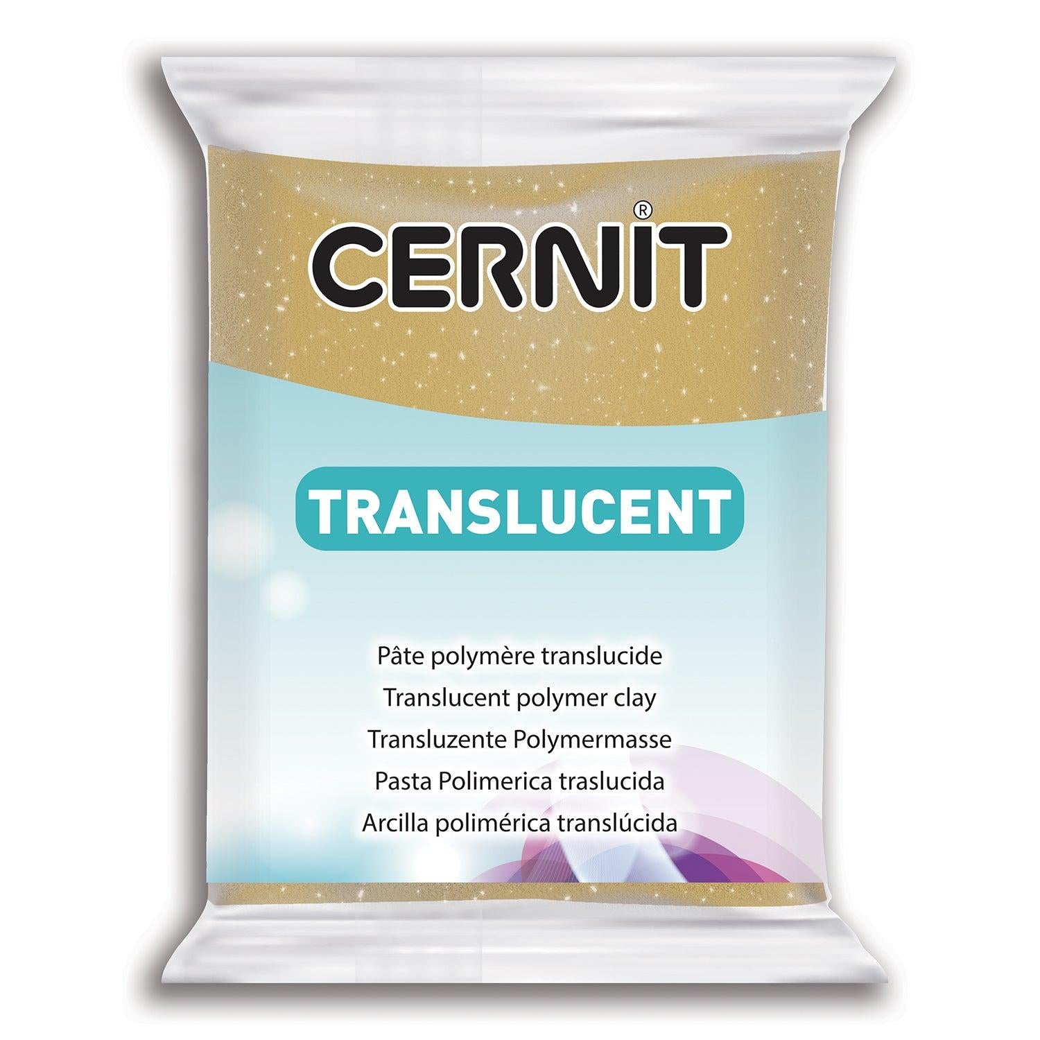 Pâte polymère Cernit TRANSLUCENT - Glitter Or x56g (G10465)