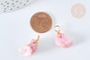 Pendentif Agate teintée naturelle nugget brute rose fer doré 13~32mm, pierre naturelle,x1 (G7584)