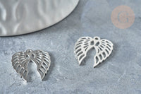 Pendentif Ailes d'ange acier 201 inoxydable argenté 22mm, x1 (G7864)