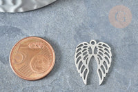 Pendentif Ailes d'ange acier 201 inoxydable argenté 22mm, x1 (G7864)