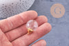 Pendentif Bouteille bulle en verre et bouchon en laiton doré 27mm, x1 (G10617)