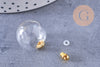 Pendentif Bouteille bulle en verre et bouchon en métal doré 17.5-25mm, x1 (G10658)