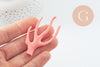 Pendentif Branche forme corail plastique rose 60mm, pendentif inspiré océan, x1 (G9749)