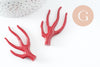 Pendentif Branche forme corail plastique rouge 60mm, pendentif inspiré océan, x1 (G9750)