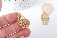 Pendentif Cactus acier 201 inoxydable doré 30mm x1 G5692
