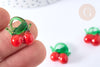 Pendentif Cerise fruit rouge verre 17~19mm, x5 (G7892)