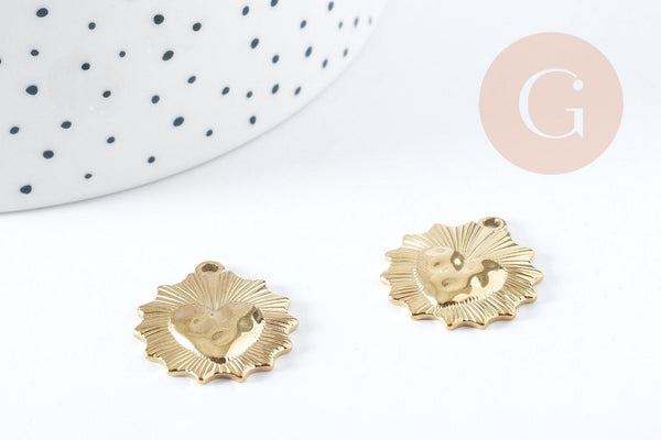 Pendentif Coeur acier 201 inoxydable doré 23mm, x1 (G10194)