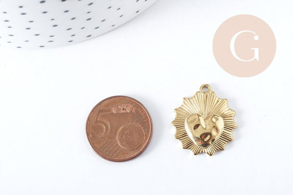 Pendentif Coeur acier 201 inoxydable doré 23mm, x1 (G10194)