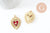 Pendentif Cœur ex-voto zircon émail rouge laiton doré 18K 32mm, x1 (G9548)