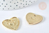 Pendentif Cœur zamac doré clair 25,5mm,fourniture création de bijoux, x1 G7416