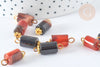 Pendentif Connecteur Agate naturelle colonne fer doré 20~21mm, pierre naturelle, x1 (G7594)