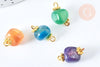 Pendentif Connecteur agate naturelle laiton doré avec calottes 17-20mm, DIY, connecteur agate teintée, perle, 17-20mm x1 (G6895)