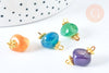 Pendentif Connecteur agate naturelle laiton doré avec calottes 17-20mm, DIY, connecteur agate teintée, perle, 17-20mm x1 (G6895)