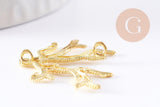 Pendentif Connecteur corail laiton brut 25.5mm, pendentif corail pour fabrication bijoux fantaisie, x1 (G7151)