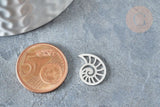 Pendentif Coquillage acier 201 inoxydable argenté 11,4mm, x1 (G7861)