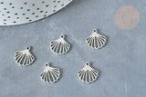 Pendentif Coquillage acier 304 inoxydable platine 13.5mm,x1 (G8022)