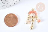 Pendentif Coquillage émail coloré zamac doré 35.5mm, Pendentif doré estival, x1 G8859