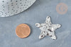 Pendentif Etoile martelé laiton platine brillant 36mm, pendentif étoile texturé, création bijoux argenté, x1 G8020