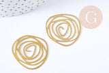 Pendentif Fleur Rose ajourée laiton brute 32mm, x1 (G8770)