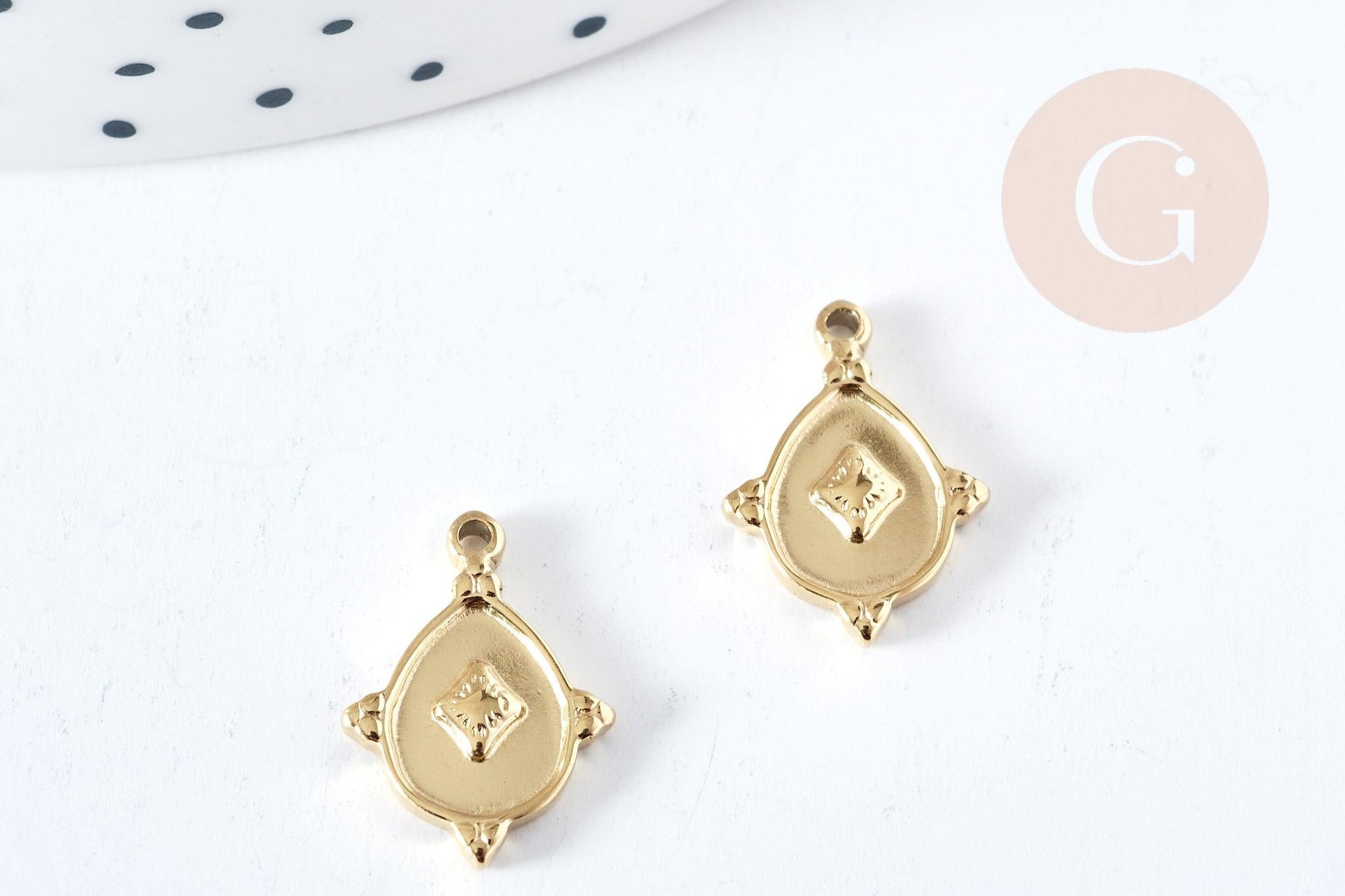 Pendentif Goutte acier inoxydable 304 doré IP 15mm, x1 (G8858)