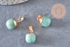 Pendentif Goutte aventurine verte fer doré 17~19mm,création bijou pierre, x1 G5209