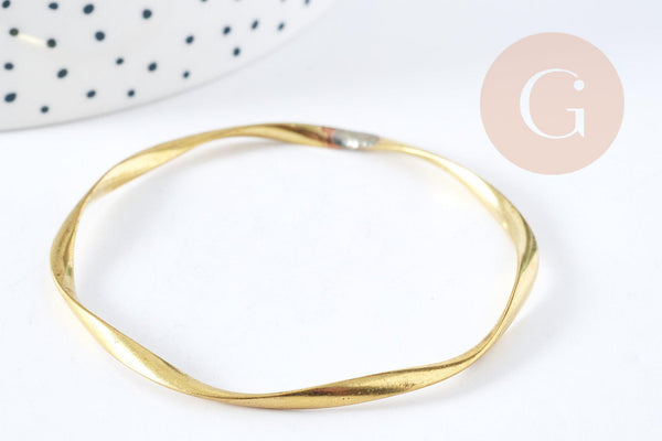 Pendentif Grand Anneau torsadé laiton brut 62mm, fabrication bijoux DIY, x1 (G7644)