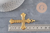 Colgante Cruz Grande de zamak dorado 75mm, x1 (G2368)