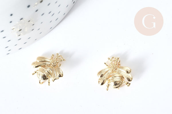 Pendentif Insecte laiton doré abeille 16mm, x1 (G8076)