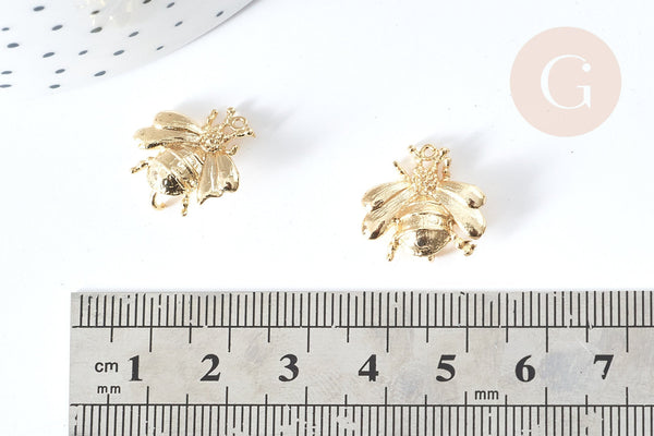 Pendentif Insecte laiton doré abeille 16mm, x1 (G8076)