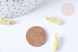 Pendentif Jade jaune naturelle support cuivre doré 20~21mm, pierre, x1 G7751