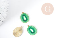 Pendentif Kiwi zamac doré émail vert 26.5mm, x1 (G9000)