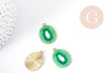 Pendentif Kiwi zamac doré émail vert 26.5mm, création bijoux fruits, x1 G9000