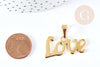 Pendentif Lettre Love acier inoxydable 304 doré 34.5mm, x1 (G8857)