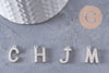 Pendentif Lettre acier 304 inoxydable argenté lettre cristal blanc, sans nickel,lettre initiale prenom,15.5mm, x1 (G4618)