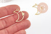 Pendentif Lune Etoile zamac doré 25mm,pendentif création bijoux doré, x1 (G7503)