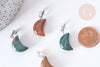 Pendentif Lune agate indienne naturelle laiton platine 21~24mm, création bijou lune agate naturelle, x1 (G7967)