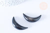 Pendentif Lune corne noire naturelle 47x10mm, pendentif lune en corne naturelle noire, piercing écarteur corne naturelle x1 - G6486