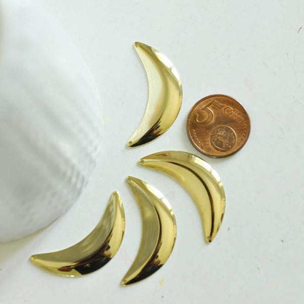 Pendentif Lune doré 16K, fournitures créatives,Breloque croissant de lune,16K or plaqué, création bijoux, 36x17mm-G1717