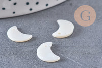 Pendentif Lune nacre blanche naturelle 13mm, X10 (G0905)