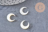 Pendentif Lune nacre noire/blanche naturelle non percé 12x11.5mm, x2 (G1736)