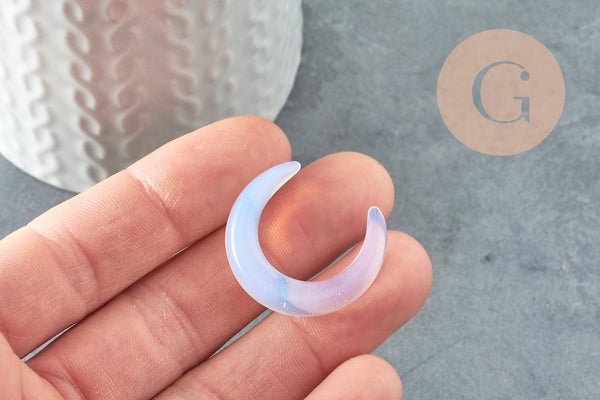 Pendentif Lune opalite, Pendentif bijoux, pendentif pierre, création collier, pierre,opalite, pierre non percee, 30mm, x1 (G1304)