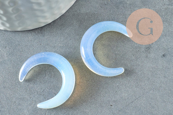 Pendentif Lune opalite, Pendentif bijoux, pendentif pierre, création collier, pierre,opalite, pierre non percee, 30mm, x1 (G1304)