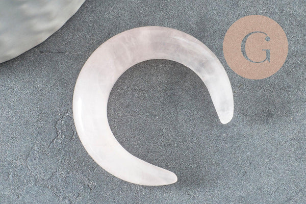 Pendentif Lune quartz rose, Pendentif bijoux pierre, pierre naturelle, quartz rose naturel, pierre non percee,30mm, x1 (G5126)