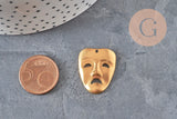 Colgante Máscara de carnaval teatro latón crudo 25mm, x1 (G10164)