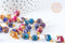 Pendentif Œil de tigre naturel teinté zamac doré coloré 13mm, x1 (G7933)