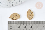 Pendentif Ovale étoilé cristal blanc acier inoxydable 304 doré à graver 19mm, x1 (G7497)