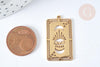 Pendentif Rectangle Oracle Lune et œil acier inoxydable 201 doré 32mm, bijoux mystique, x1 G7498